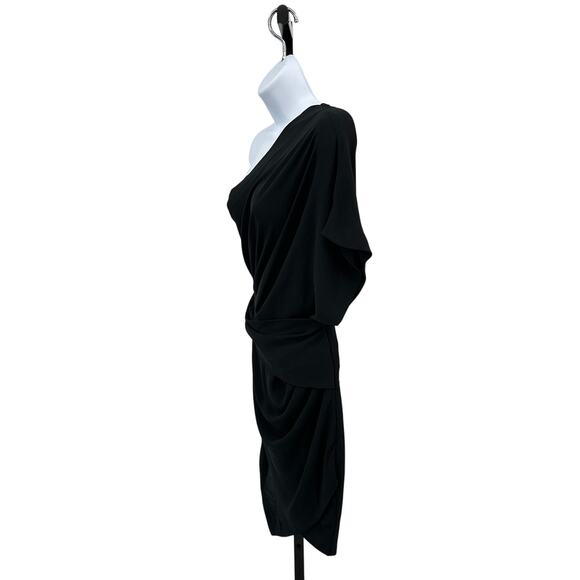 Iro Dress Womens EU 34/XXS Black Ferila Asymmetrical One Shoulder Ruched Formal - Picture 6 of 11